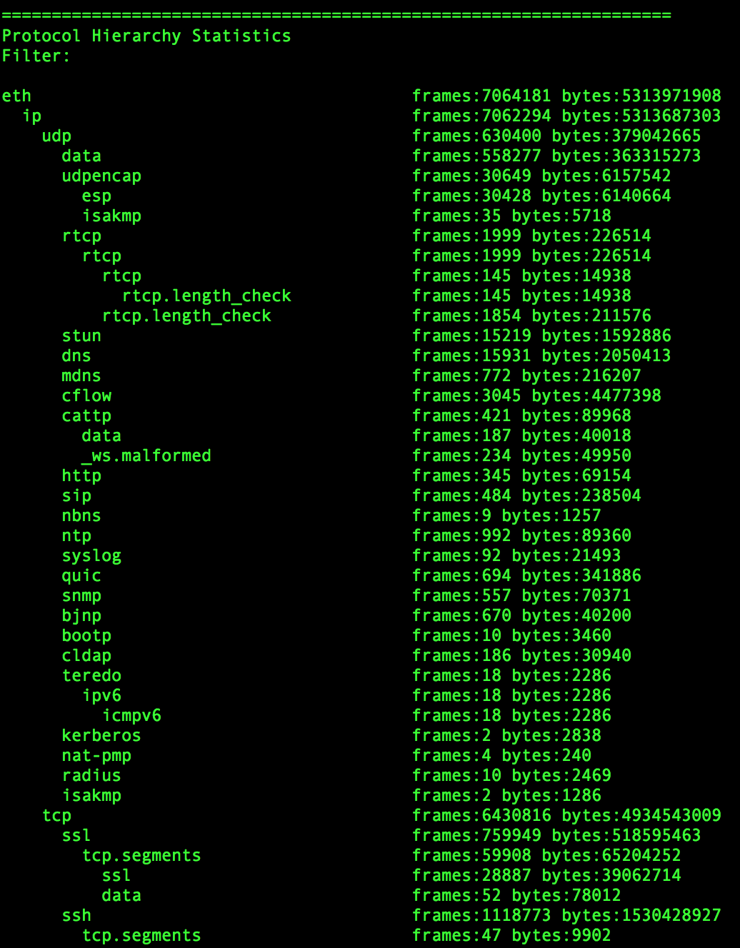 Protocol Hierachy Statistics